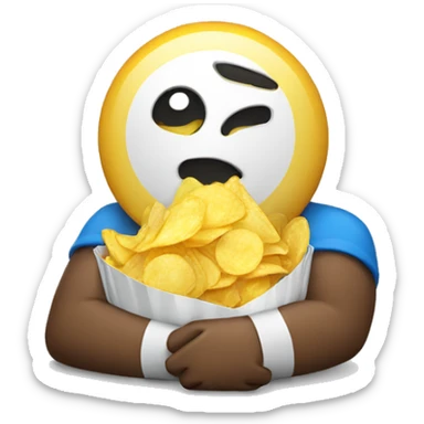 emoji resting with a pack of chips sticker