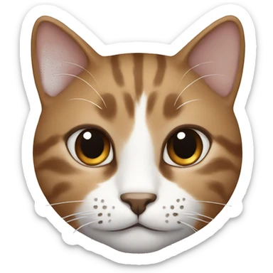 Cat brown white and black with brown nose sticker