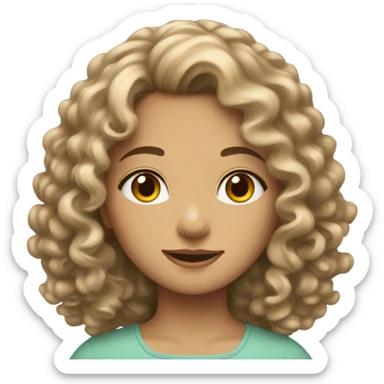 Medium fair girl curly to wavy hair sharp eyes pretty sticker