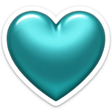 heart with a metallic teal finish sticker