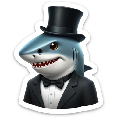 Shark with a top hat sticker