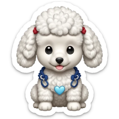 Perro french poodle mini blanco con alas sticker