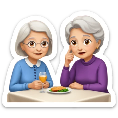 conversación dentro de un restaurant  dos personas y una de las persoans sea una abuela sticker