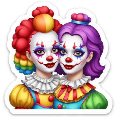 Two female clowns hugging sticker