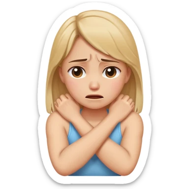 arms crossed holding neck crying girl sticker