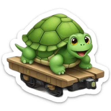Tortue sur un train sticker