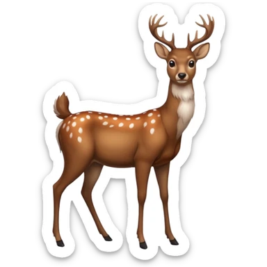 a deer standing on 2 lefs sticker