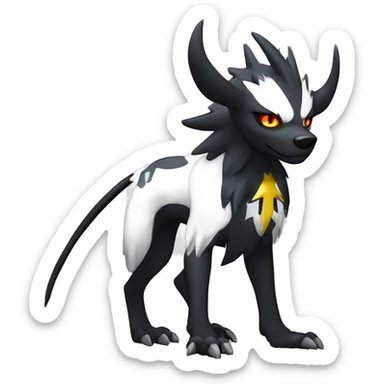 Cool Edgy Absol-Houndoom-Luxray Fakémon Digimon with Edgy markings, full body, outlined sticker
