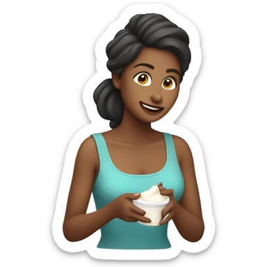 mujer comiendo yogurt griego sticker