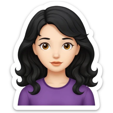 A girl with a little bit of wavy hair and black hair sticker