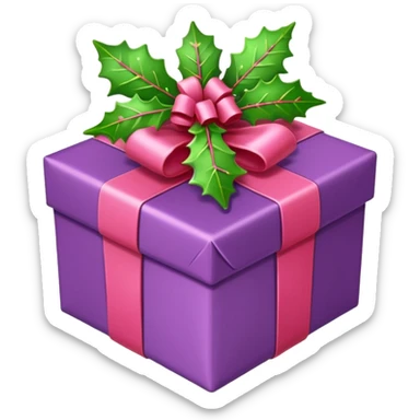 christmas gift with mistletoe magic color and peppermint pink bow sticker