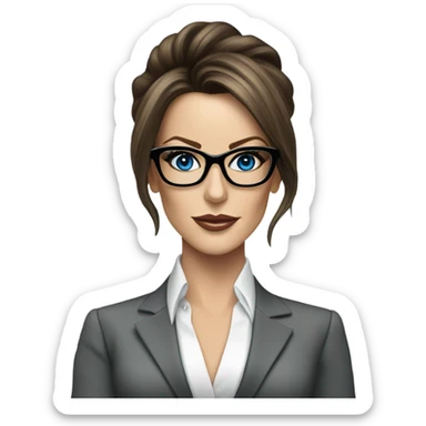 Elegant classy photo Kate Beckinsale blue eyes wearing glasses in a business meeting high fashion  sticker