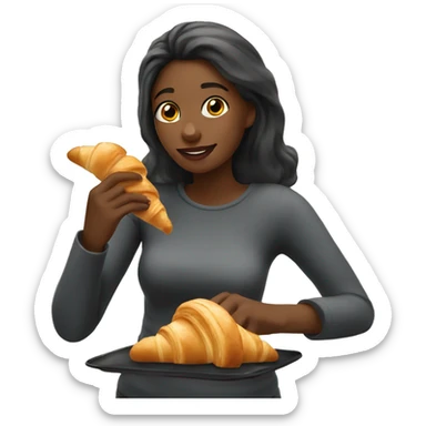 Girl eating croissants  sticker