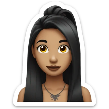 Girl with long black hair and neck tattoos sticker