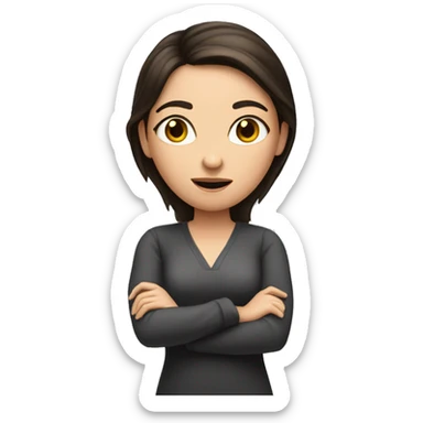 Brunette girl with fair skin shrugging sticker