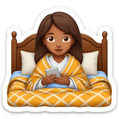 brown skin girl cozy in bed sticker