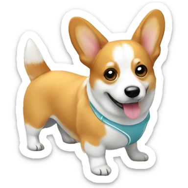 Corgi wearing a bathing suit at the beach sticker