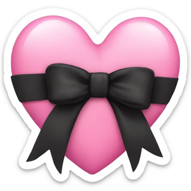Pink heart with a black bow sticker