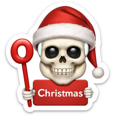 Skull ,MERRY CHRISTMAS Sign sticker