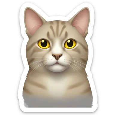 Buff cat with yellow eyes  sticker