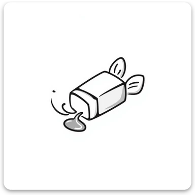 cartoon doodle of a butter stick with a pat melting sticker