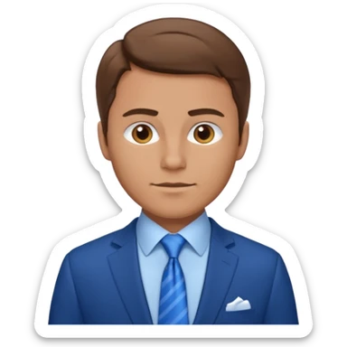 adult white man with brown hair in blue elegant suit sticker