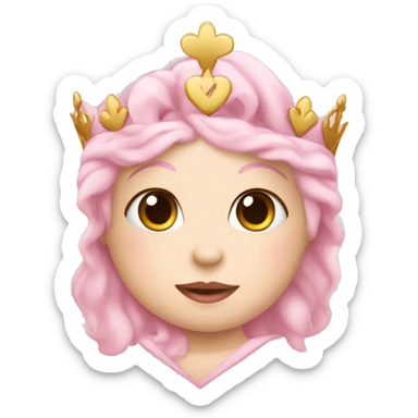 Baby pink heart wearing a princess crown sticker