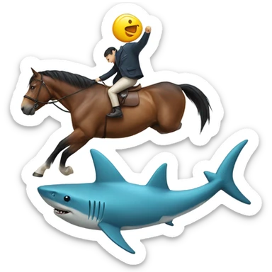A horse riding a shark sticker