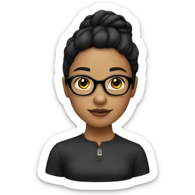 Girl with black hair and glasses sticker