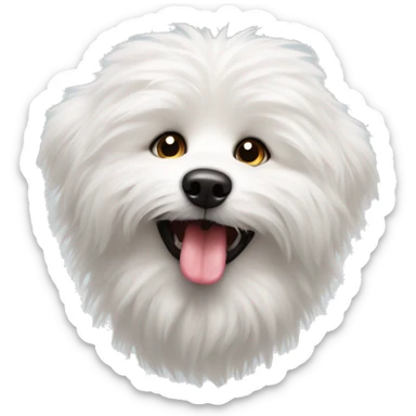 white furry dog with tongue sticking out sticker
