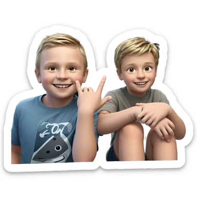 two boys sharing a smile sticker