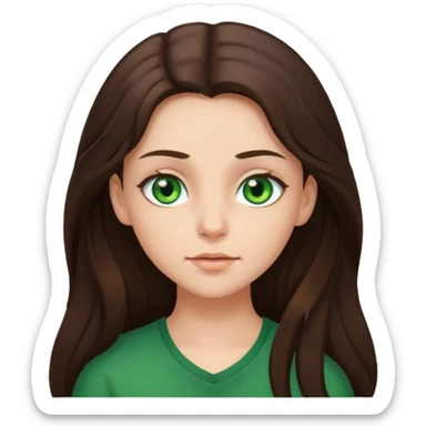 brunnete girl with long hair and lazy green eyes sticker