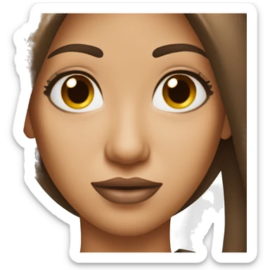 women, brown straight hair, makeup, brown eyes sticker