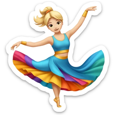 Emoji estilo ilustración de una mujer practicando danza aérea en tela, sus manos colgada en telas de seda, expresión feliz, estilo emoji moderno, colores suaves, fondo simple sticker