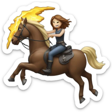 Women on a squeleton horse with a spare in his hand and a lightning crash on it sticker