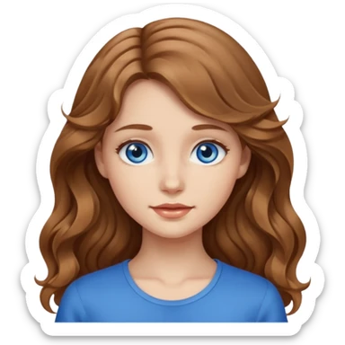 Please generate a portrait of a pretty girl with long, wavy, light brown hair. sticker