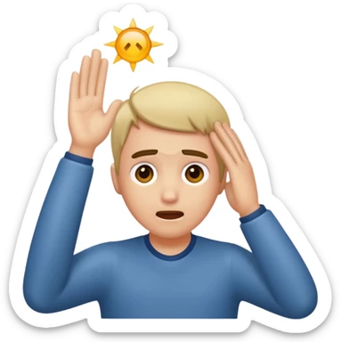 Astonished faint backwards with one hand on forehead sticker