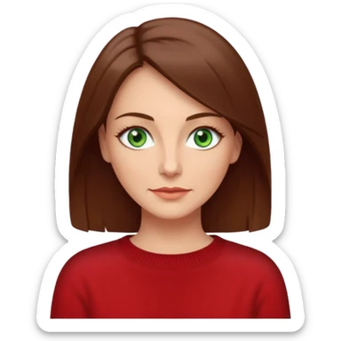 pretty middle age woman with green eyes and shoulder length straight brown hair  sticker
