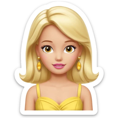 barbie with The color of the earring yellow. sticker