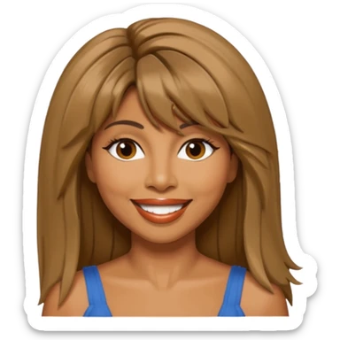 Tina Turner with long brown straight hair sticker