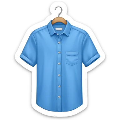blue shirt hanged on a hanger sticker