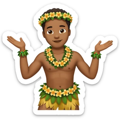 Black man hula dancer with a lei on his neck sticker