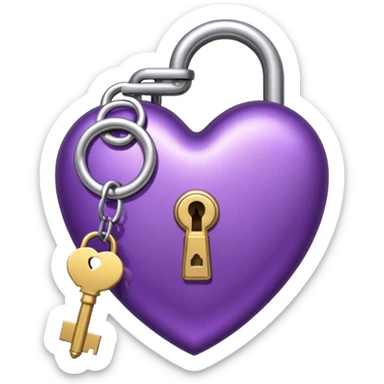 purple heart with a lock and key sticker