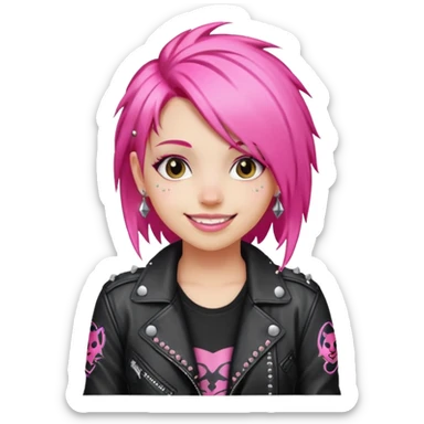 Skater punk girl mugshot smiling sticker