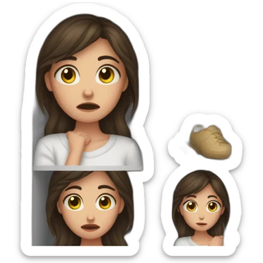 Brunette girl crying in closet sticker