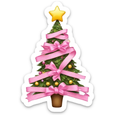 Pink bow christmas tree sticker
