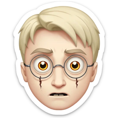 Scary Harry Potter with lightning scar and creepy eyes sticker