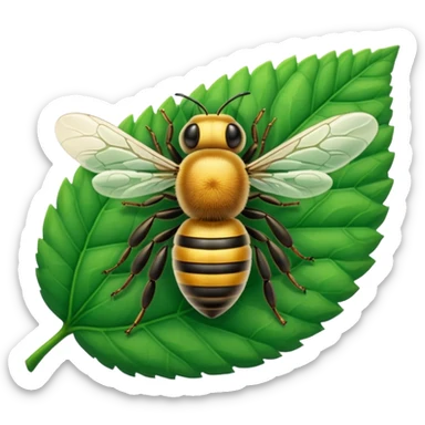 a bee on leaf sticker