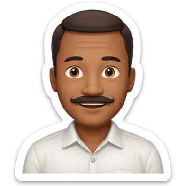 black dad with chin mustache smile warmly in white shirt sticker