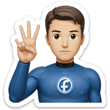 Reed Richard’s from the Fantastic 4 holding up 4 fingers thumb down out in front of himself  sticker